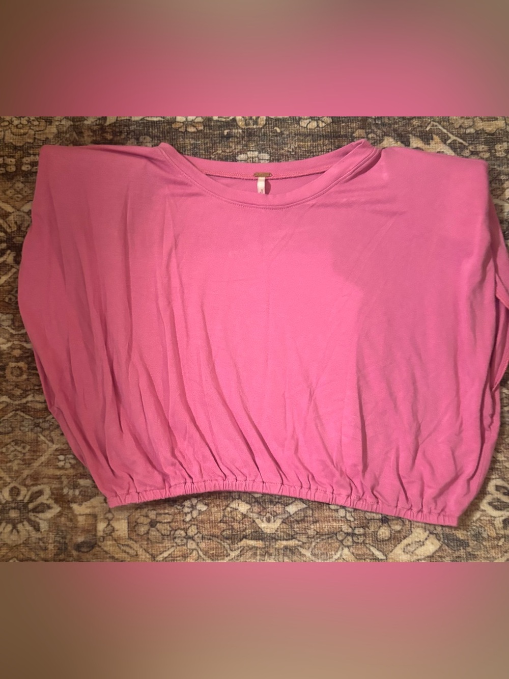 Free People Bright Pink Elastic-Hem Crop Top